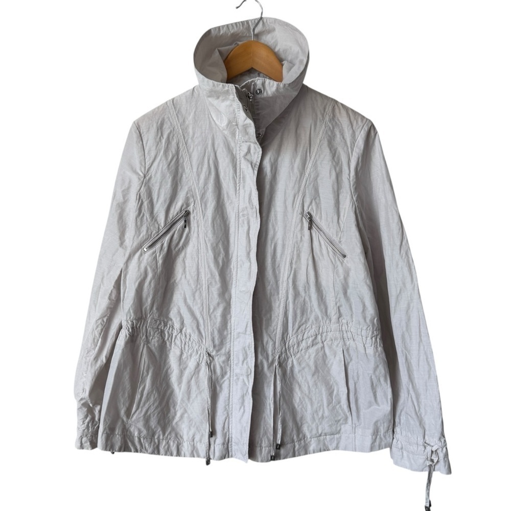 Cole Haan Nylon Jacket Draw String Front Zip High Neck Off White Women's Large